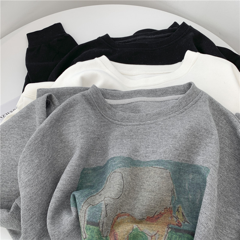 速发大码卫衣2021新款春秋薄款ch宽松bf慵懒港风oversize上衣外套