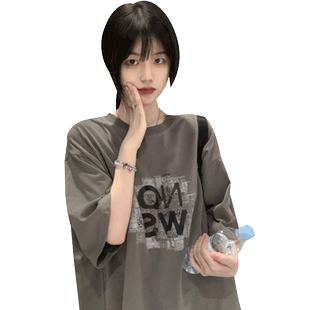 胖mm欧美高街t恤女潮牌短袖夏季设计感小众纯棉港风嘻哈上衣ins潮