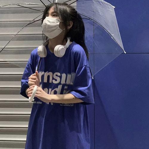 胖mm复古oversize港风t恤女炸街