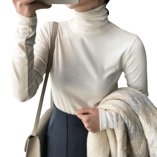 超火cec白色德绒打底衫女冬ins潮高领内搭大码保暖女人味上衣洋气