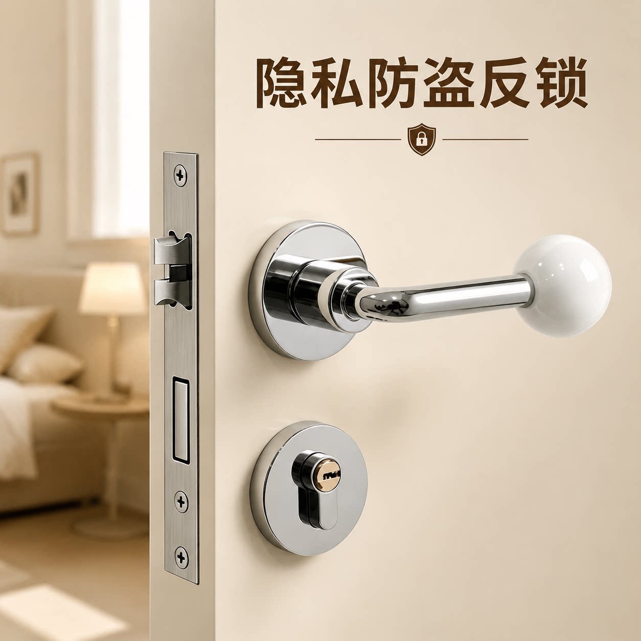 家吉星锌合金机械门锁儿童房卧室静音磁吸锁安全防护陶瓷球双锁舌图片