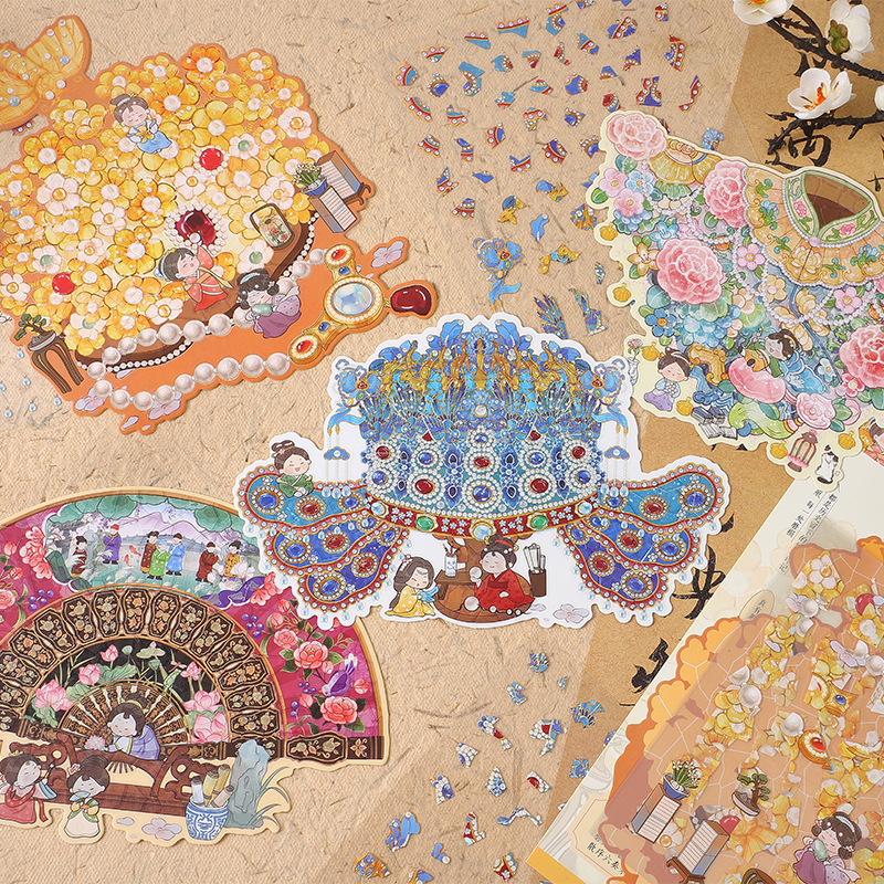 文物修复计划系列拼图造景贴纸 创意3D立体沉浸修复场景素材贴画