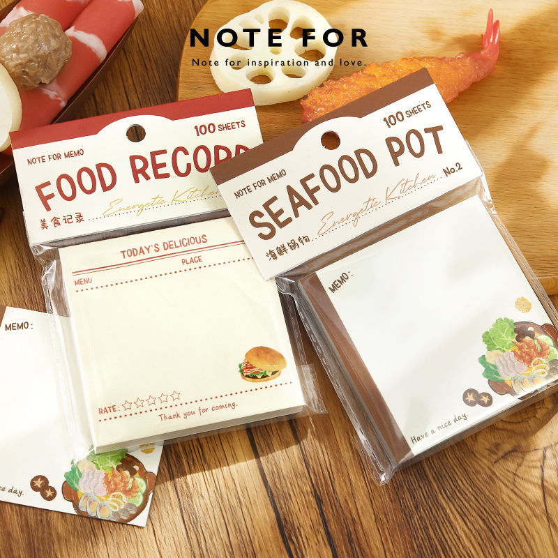 100张便签纸 元气厨房系列 日系美食三明治插画手帐打底背景素材