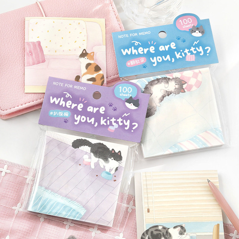 100张便签纸 猫猫去哪了系列 可爱动物手帐留言备忘拼贴打底素材,文具电教/文化用品/商务用品,便签本/便条纸/N次贴,淘宝优惠券,粉丝福利购,淘宝优惠卷