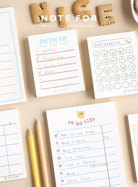 小鱼家 萌计划系列便签本100张日常计划todo清单打卡周计划学生用