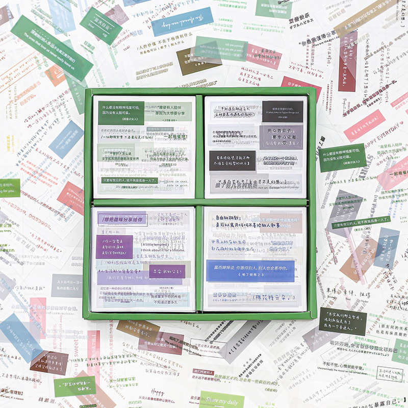 小鱼家念念不忘系列PVC贴纸100张彩色文字对话框手帐装饰素材贴画 文具电教/文化用品/商务用品 贴纸/立体贴纸 原图主图