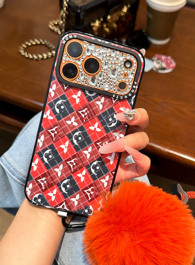 菱格秋叶红磁吸手机壳适用于苹果17promax保护套轻奢17pro高级感iphone16pro女款15高定