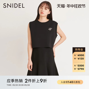 SWNO232068 针织背心半裙套装 甜美日系胸针无袖 SNIDEL春夏款