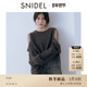 露肩系带针织衫 SNIDEL2025秋冬新品 圆领薄纱拼接袖 毛衣SWNT255016