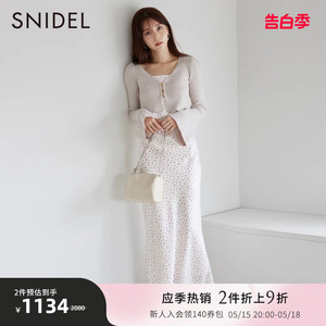 SNIDEL秋冬喇叭袖针织开衫缎面连衣裙两件套SWNO235054