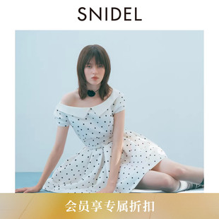 SNIDEL2026春夏新品 连衣裙SWFO261303 气质赫本风翻领腰带收腰短款