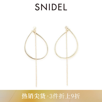 SNIDEL秋冬款时尚百搭个性金属感椭圆链条耳夹耳饰SWGA245633