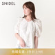 SNIDEL秋冬V领泡泡袖 SWFB234041 镂空蝴蝶结提花蕾丝衬衫