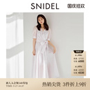 系帶收腰襯衫 連衣裙SWFO251131 優雅V領泡泡袖 SNIDEL2025春夏新品