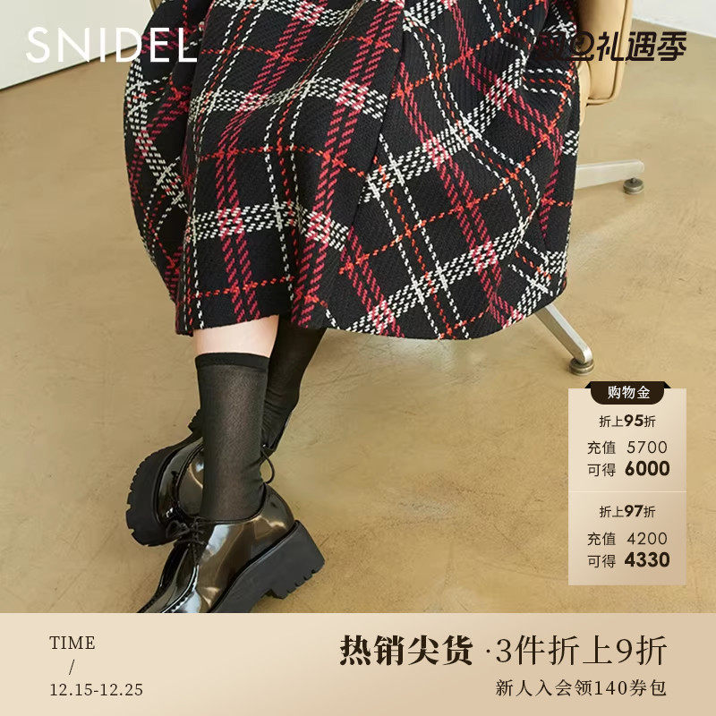 SNIDEL纯色厚底系带乐福鞋