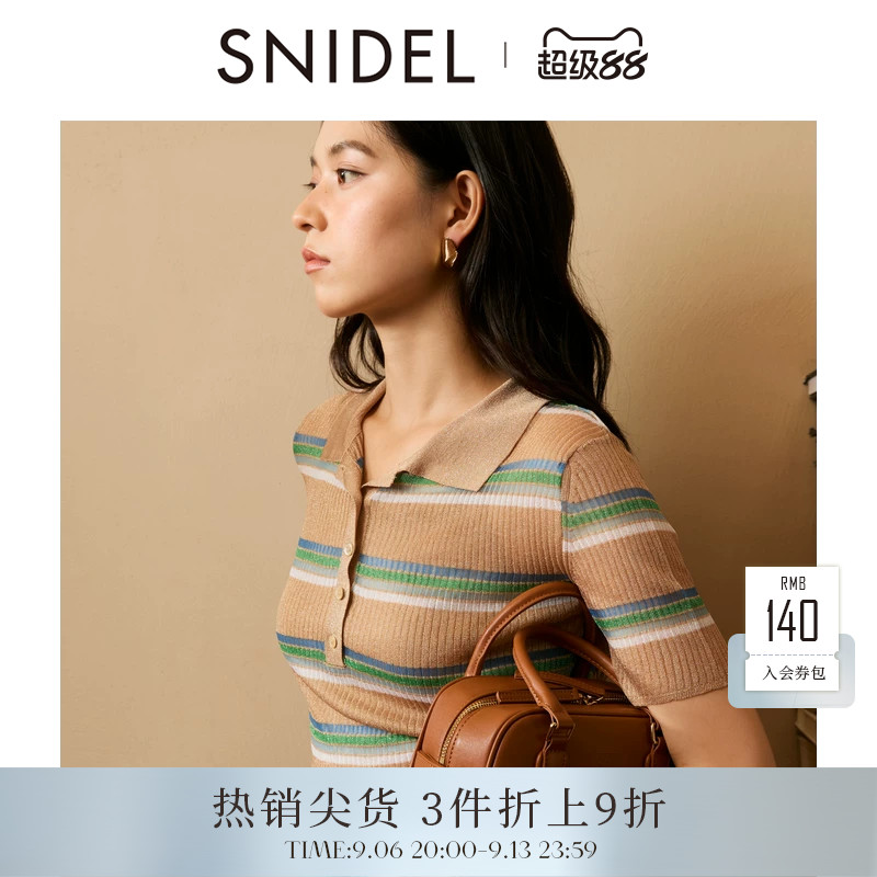 SNIDEL翻领纽扣短袖针织上衣图片