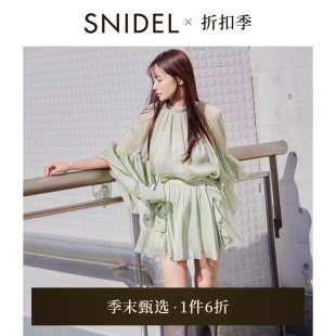 SNIDEL2025春夏新品 短裙褲 套裝 SWFO251130 甜美仙女雪紡荷葉邊襯衫