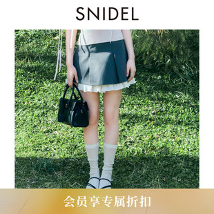 SNIDEL2026春夏新品时尚百搭褶边拼荷叶边半身裙短裙裤SWFP262126