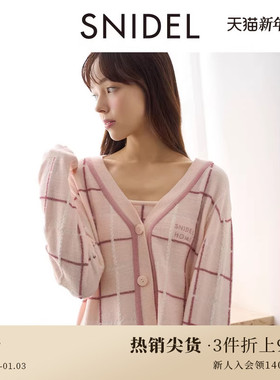 SNIDEL HOME秋冬款简约舒适格纹V领居家针织开衫SHNT245039