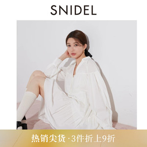 SNIDEL春夏款甜美百搭V领褶皱宽松衬衫连衣裙SWFO241303