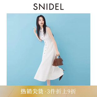 绑带收腰衬衫 连衣裙SWFO254136 气质翻领无袖 SNIDEL2025秋冬新品