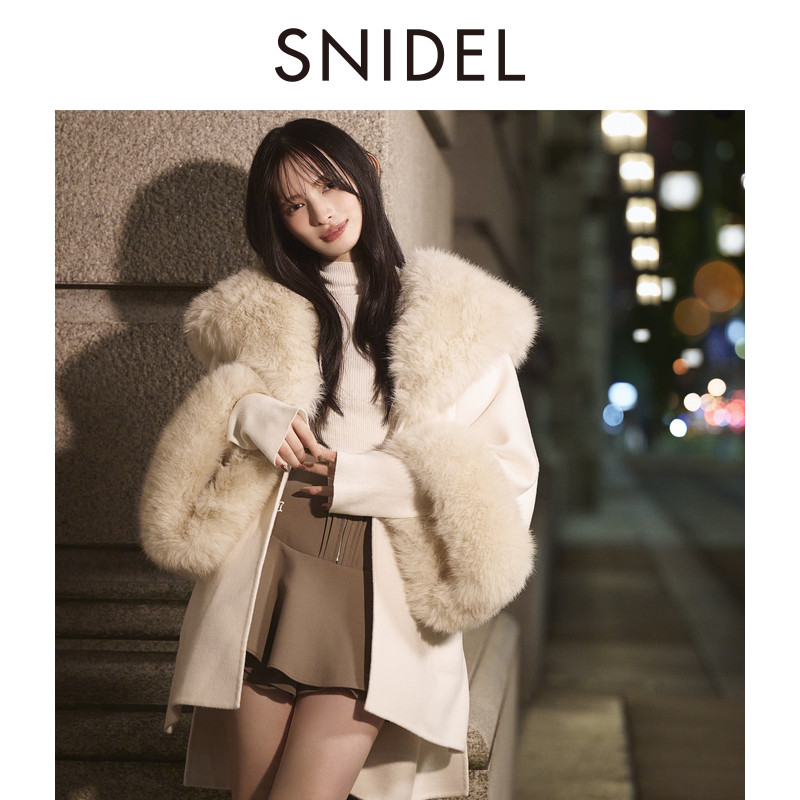 SNIDEL2025秋冬新品千金风毛领系带毛呢大衣羊毛外套SWFC255059,女装/女士精品,毛呢外套,淘宝优惠券,粉丝福利购,淘宝优惠卷