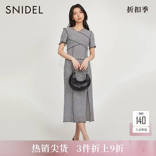 SNIDEL小众直筒开叉短袖连衣裙