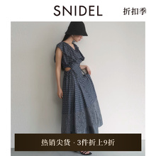 SNIDEL秋冬款蕾丝拼接露腰V领波点荷叶边连衣裙SWFO244005