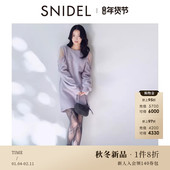 SNIDEL2025秋冬新品 薄纱拼接露肩蝴蝶结系带针织连衣裙SWNO255020