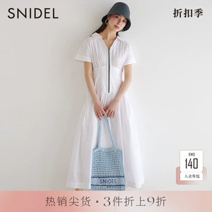 SNIDEL春夏款简约休闲翻领短袖拉链收腰连衣裙SWFO232049