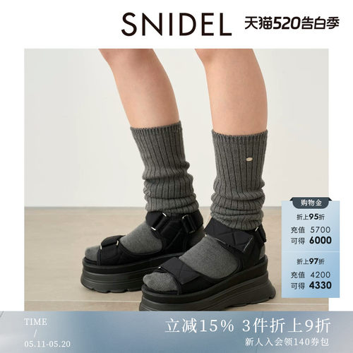 SNIDEL秋冬款简约百搭厚底魔术贴休闲沙滩凉鞋SWGS244609
