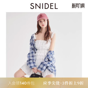 SNIDEL春夏款 上衣SWFB251171 甜美木耳边压褶吊带背心衬衫