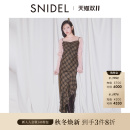 SNIDEL2025秋冬新品 不规则荷叶边下摆格纹吊带连衣裙SWFO254180