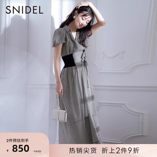 SNIDEL春夏款优雅淑女翻领泡泡袖高腰修身连衣裙SWFO232008