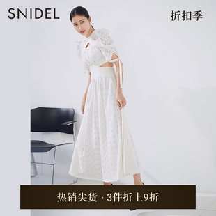 甜美显瘦泡泡袖 SNIDEL春夏款 镂空露腰系带连衣裙SWFO231087