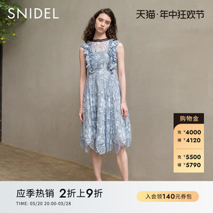 透视不规则蕾丝连衣裙SWFO224240 SNIDEL春夏款 木耳边无袖