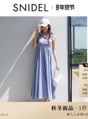 SNIDEL2025秋冬新品气质翻领无袖收腰A字衬衫连衣裙SWFO254018