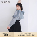 SWFB231037 SNIDEL春夏款 优雅淑女纯色印花立领花边雪纺衬衫