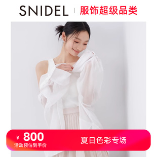 SWFB242091 SNIDEL2024春夏新品 时髦微透轻薄翻领光泽感宽松衬衫