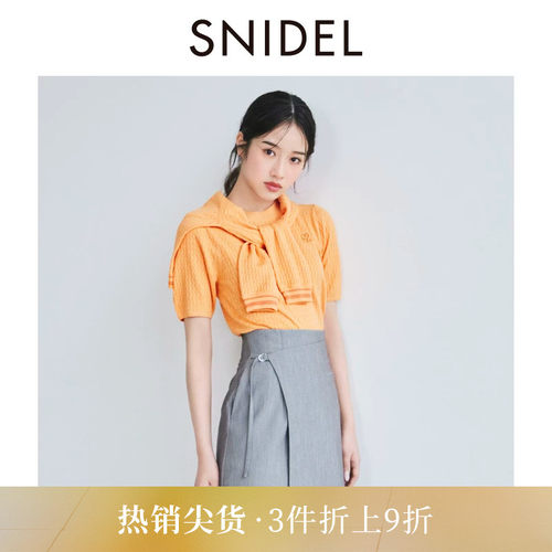 SNIDEL刺绣圆领短袖针织衫上衣