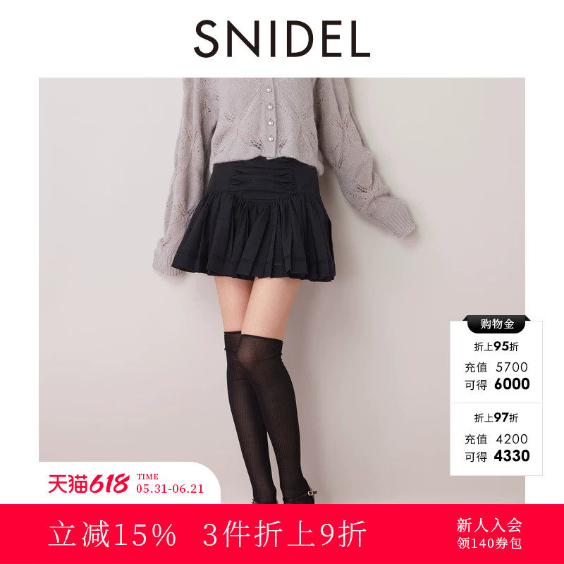 SNIDEL秋冬款甜美高腰芭蕾风A字百褶半身短裙裤SWFP245116