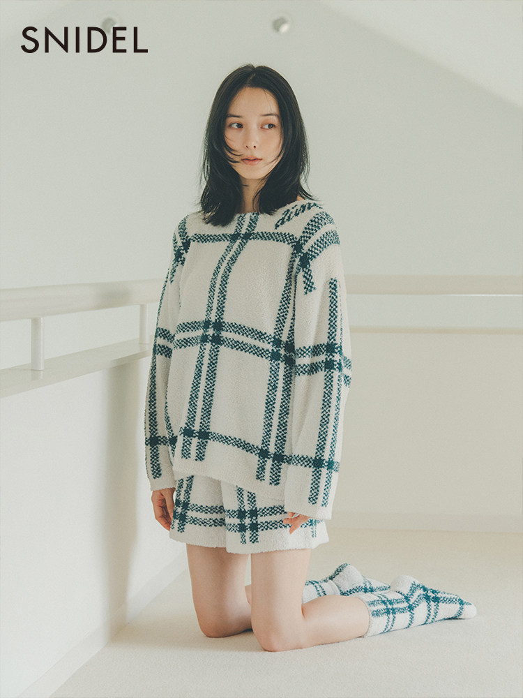 SNIDEL HOME 가을 겨울 따뜻하고 편안한 자카드 오프 숄더 니트 풀오버 SHNT225027