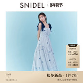 SNIDEL2025秋冬新品 甜美蝴蝶结肩带花朵印花吊带连衣裙SWFO254330