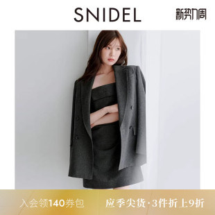 外套SWFJ254160 翻领双排扣西装 SNIDEL2025秋冬新品 简约通勤长袖