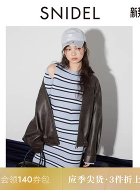 SNIDEL2025秋冬新品气质圆领挖孔露肩长袖针织连衣裙SWNO254321