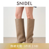 SNIDEL秋冬款 气质百搭尖头高跟套筒仿皮高筒长靴SWGS244617