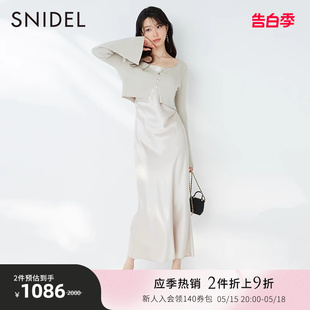 SWNO234127 SNIDEL秋冬光泽感缎面吊带连衣裙针织开衫 套装