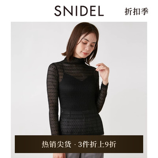 SNIDEL春夏款 上衣SWCT241228 百搭休闲微透半高领长袖 打底衫