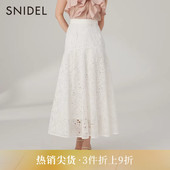 SNIDEL春夏款 优雅复古刺绣蕾丝镂空收腰喇叭伞裙半身裙SWFS232071