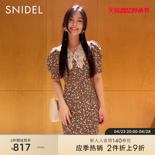 复古蕾丝领碎花系带连衣裙SWFO224276 SNIDEL春夏款 法式